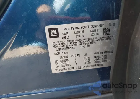 2021 Chevrolet Trailblazer Fwd Ls from USA, damaged, VIN KL79MMS20MB019527